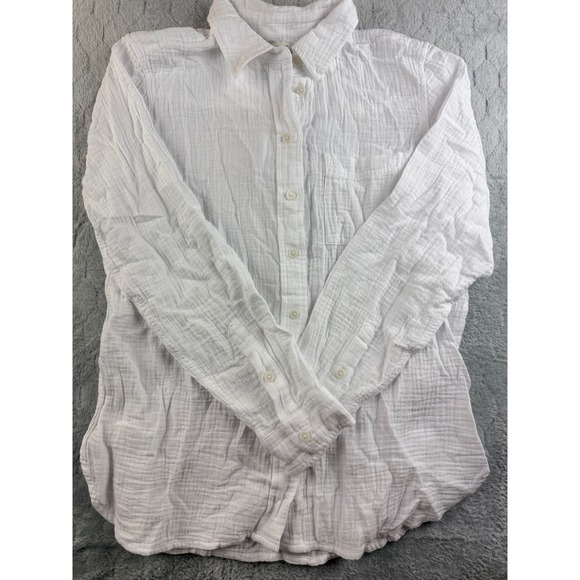 J. Crew PM White Cotton Gauze Relaxed Fit Button Down Shirt - Picture 1 of 8